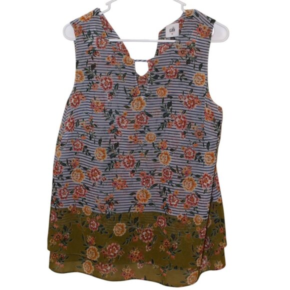 CAbi Tops - Cabi Floral Sleeveless Ruffle Flirty Summer Spring Blouse Date Night Career Wear